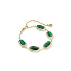 NEW KENDRA SCOTT women's elaina bezel delicate chain bracelet in green tiger's e
